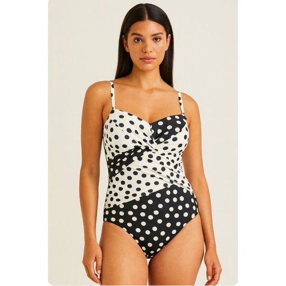 Lands’ End Women’s Size 18W SlenderSuit Wrap Bandeau One Piece Swimsuit NWT - Picture 8 of 8